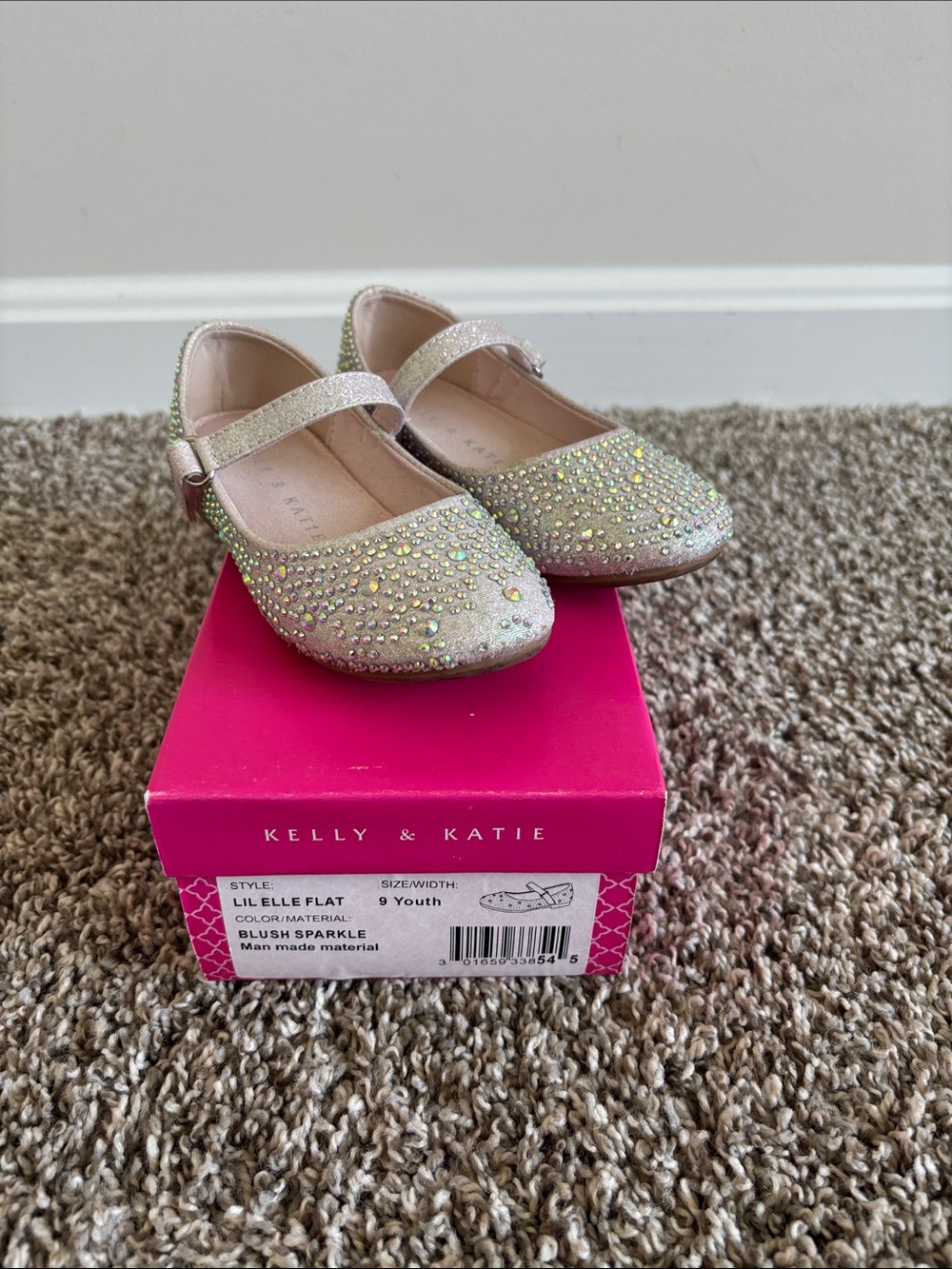 Kelly & Katie Blush Sparkle Mary Jane Flats for Girls